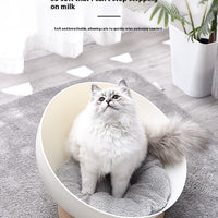 HKM-900627 Open Cat Nest with White Wood Grain Base - Durable Plastic Pet Bed