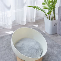 HKM-900627 Open Cat Nest with White Wood Grain Base - Durable Plastic Pet Bed