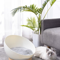 HKM-900627 Open Cat Nest with White Wood Grain Base - Durable Plastic Pet Bed