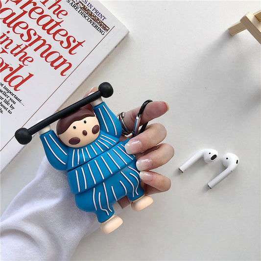 HKM-900691 Weightlifting Girl Silicone Protective Sleeve for AirPods 1/2/3