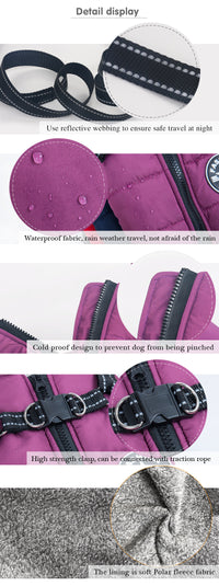HKM-900819 Reflective Warm Waterproof Dog Coat for Autumn and Winter, Sizes 3XL to 5XL