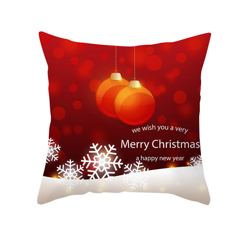 HKM-900883 Cartoon Santa Claus Peach Skin Cushion Cover, 45x45cm, Holiday Decor