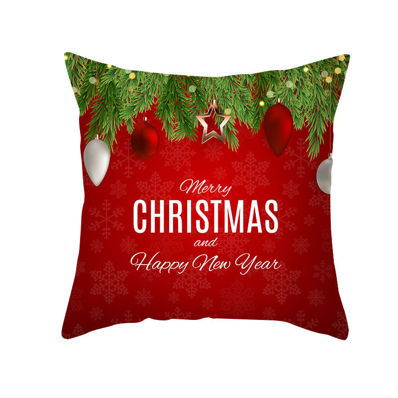 HKM-900883 Cartoon Santa Claus Peach Skin Cushion Cover, 45x45cm, Holiday Decor