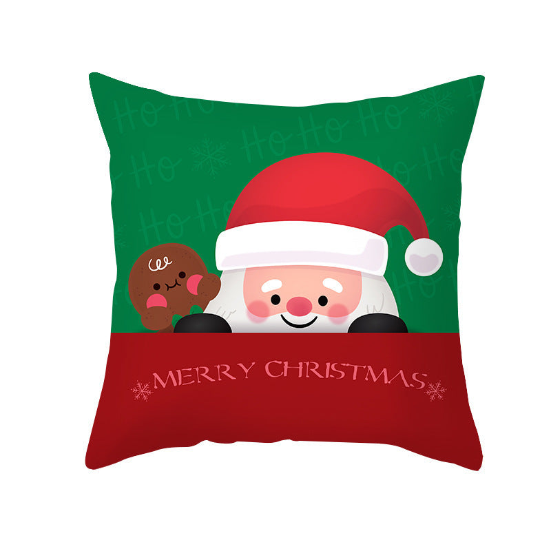 HKM-900883 Cartoon Santa Claus Peach Skin Cushion Cover, 45x45cm, Holiday Decor