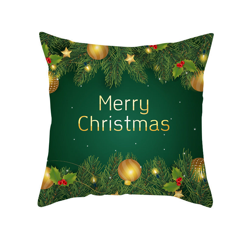 HKM-900883 Cartoon Santa Claus Peach Skin Cushion Cover, 45x45cm, Holiday Decor