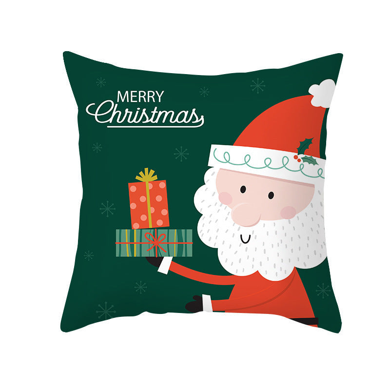 HKM-900883 Cartoon Santa Claus Peach Skin Cushion Cover, 45x45cm, Holiday Decor