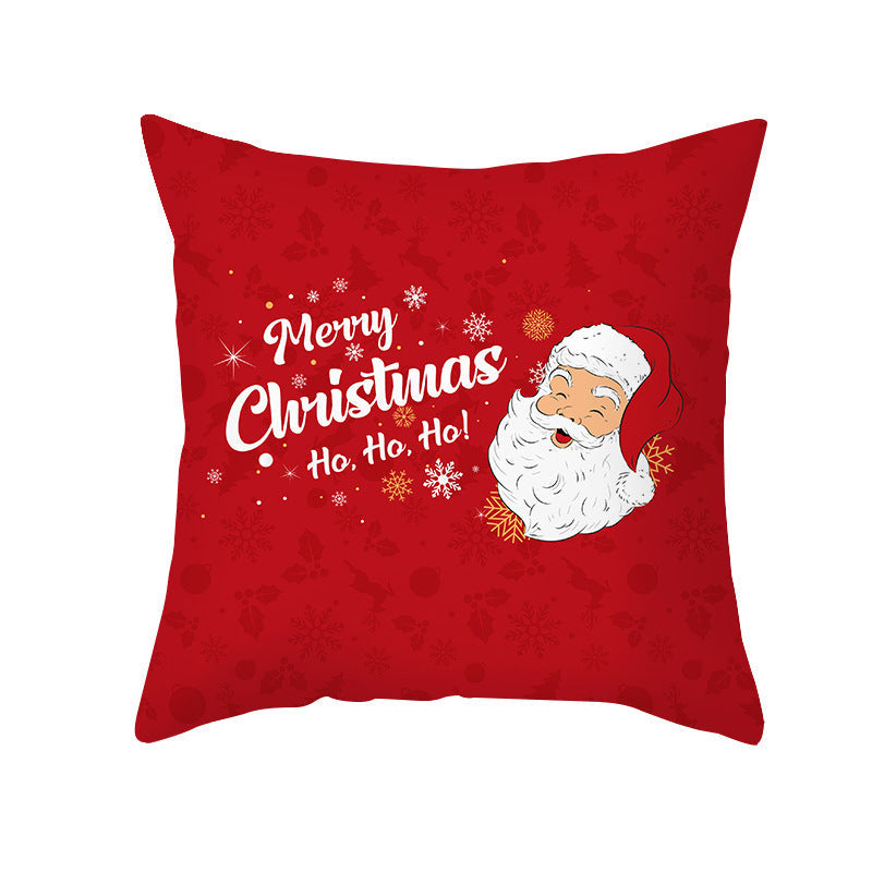 HKM-900883 Cartoon Santa Claus Peach Skin Cushion Cover, 45x45cm, Holiday Decor