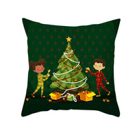 HKM-900883 Cartoon Santa Claus Peach Skin Cushion Cover, 45x45cm, Holiday Decor