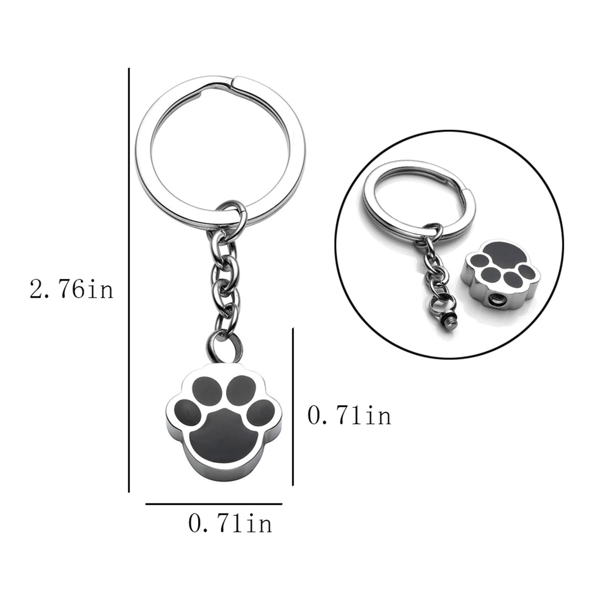 HKM-901011 Dog Paw Print Urn Pendant in Stainless Steel - Unisex Electroplated Design