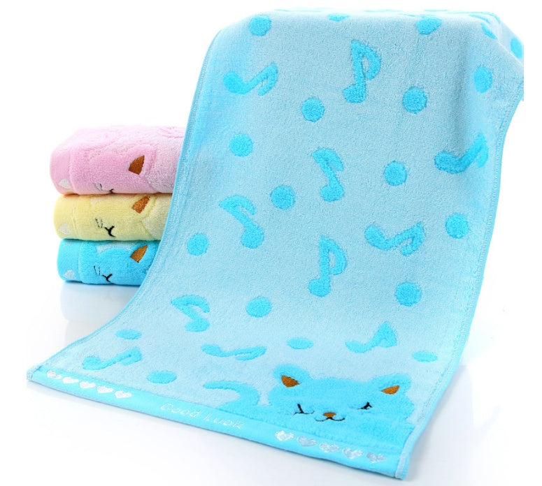 HKM-901075 Bamboo Fiber Kitten Face Bath Towels - Soft, Absorbent, Eco-Friendly 25x50CM
