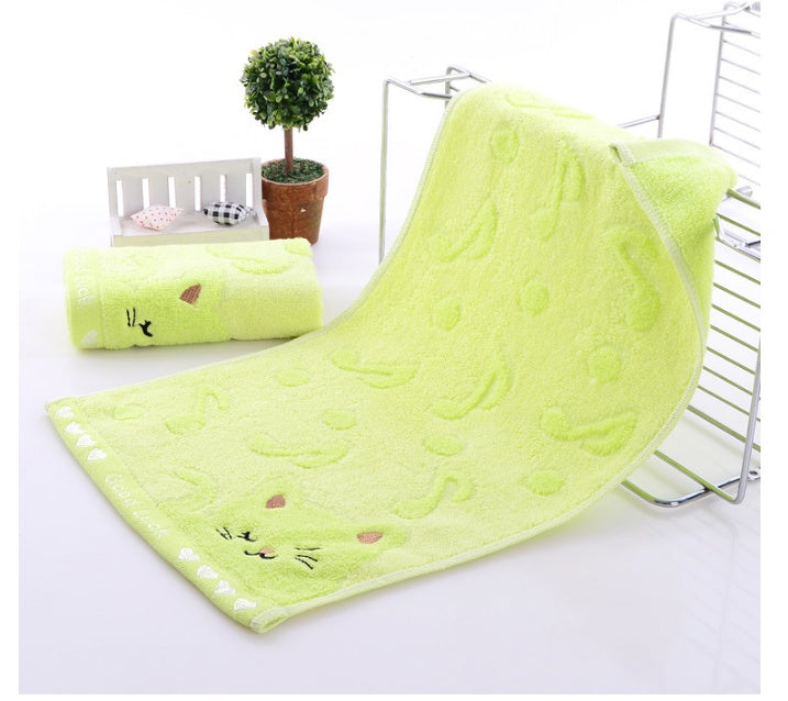 HKM-901075 Bamboo Fiber Kitten Face Bath Towels - Soft, Absorbent, Eco-Friendly 25x50CM
