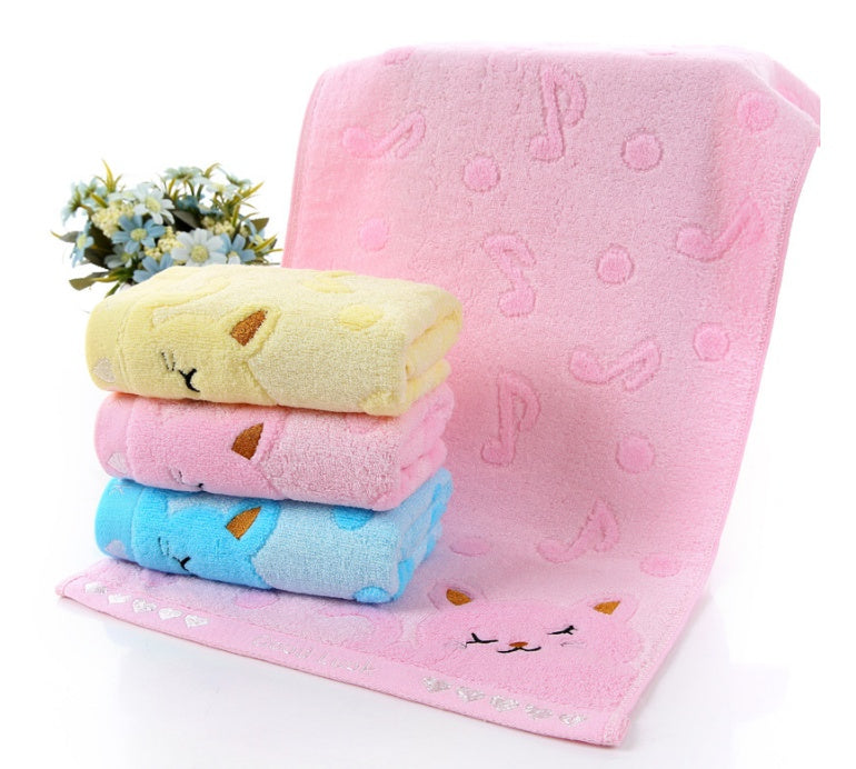 HKM-901075 Bamboo Fiber Kitten Face Bath Towels - Soft, Absorbent, Eco-Friendly 25x50CM