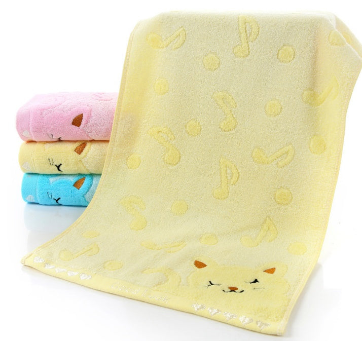 HKM-901075 Bamboo Fiber Kitten Face Bath Towels - Soft, Absorbent, Eco-Friendly 25x50CM