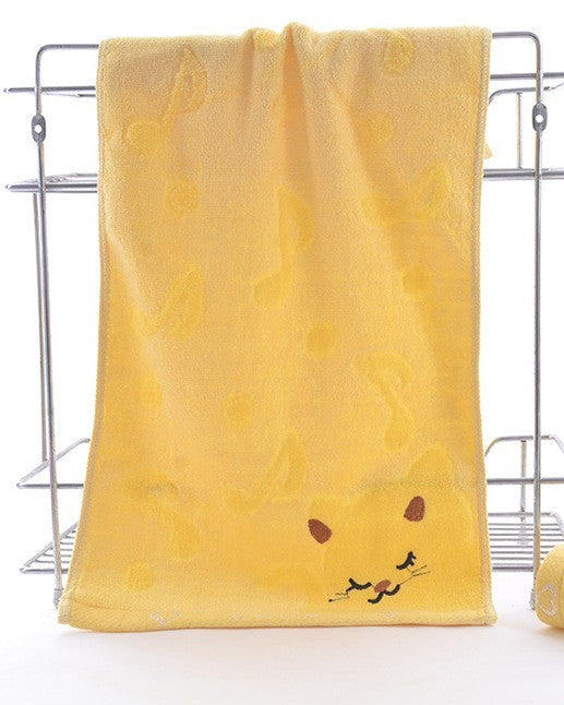 HKM-901075 Bamboo Fiber Kitten Face Bath Towels - Soft, Absorbent, Eco-Friendly 25x50CM