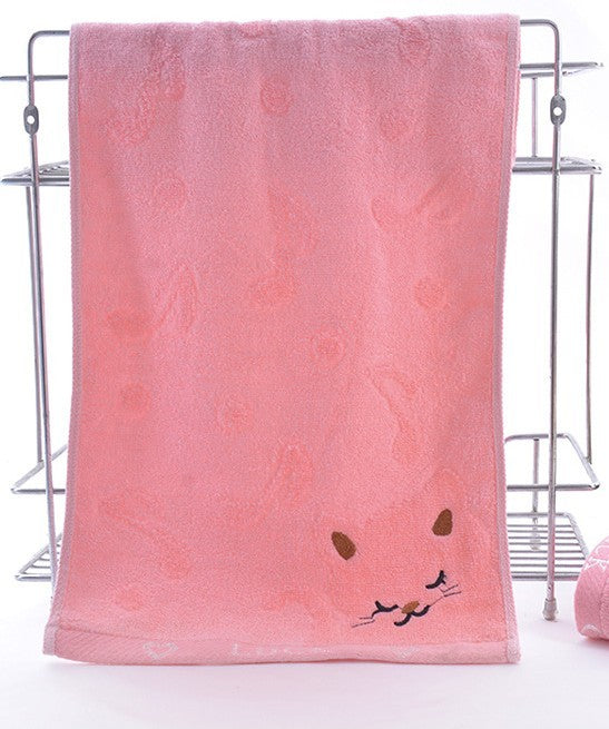 HKM-901075 Bamboo Fiber Kitten Face Bath Towels - Soft, Absorbent, Eco-Friendly 25x50CM