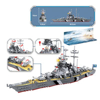 HKM-901075 Military Battleship Model Building Blocks Toy Set for DIY Assembly - Compatible with Aircraft Carrier and Bismarck Design