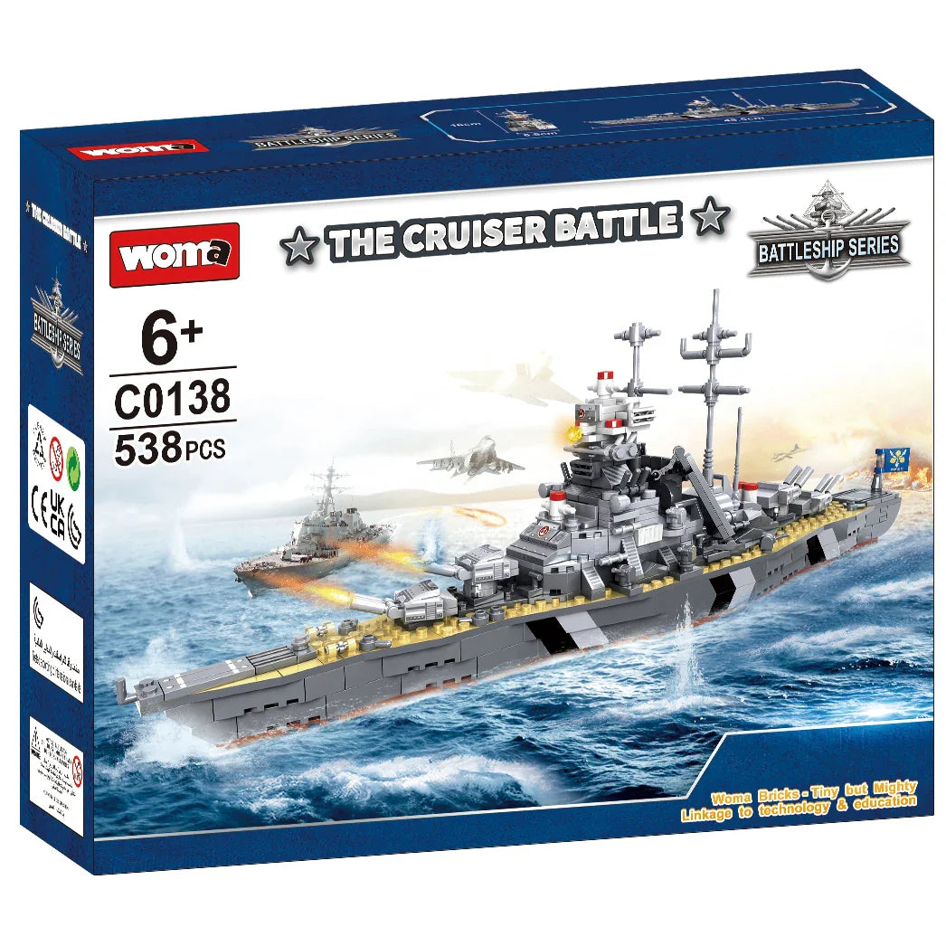 HKM-901075 Military Battleship Model Building Blocks Toy Set for DIY Assembly - Compatible with Aircraft Carrier and Bismarck Design