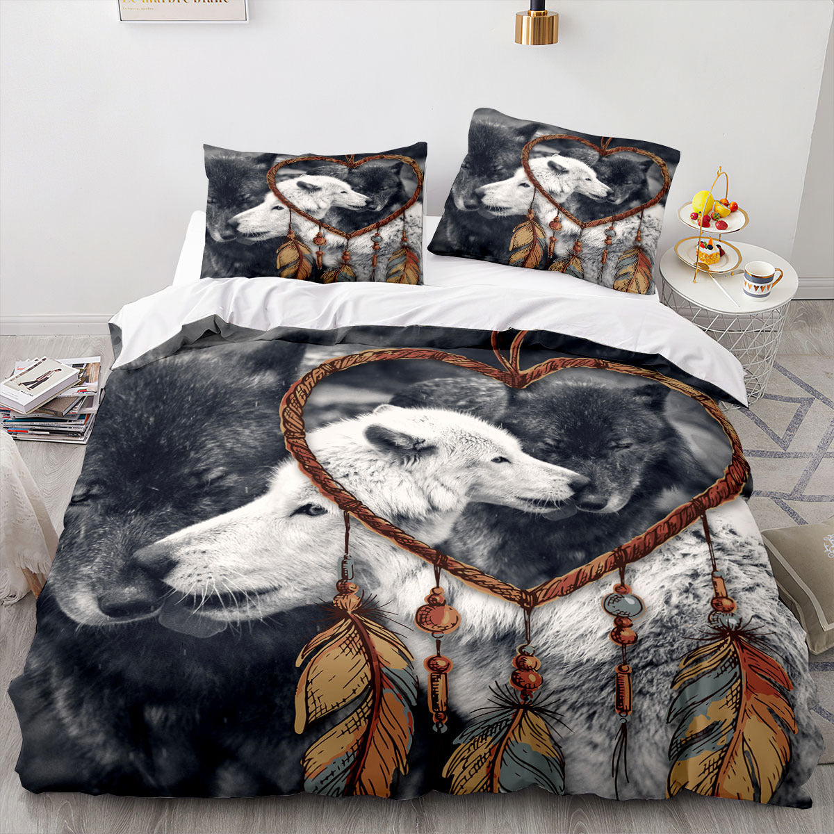 HKM-901331 Animal Printed Three-Piece Bedding Set in Multiple Sizes - Modern Simplicity Design