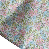 HKM-901331 Soft Cotton Twill Fabric with Pink and Green Floral Print - 145cm Width, 1m Length