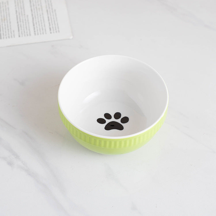 HKM-901523 High Foot Ceramic Pet Bowl with Neck Protection for Cats - Multiple Colors and Designs Available
