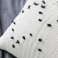 HKM-901715 Moroccan Style Black and White Geometric Pillowcase with Tassels 30x50cm