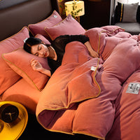 HKM-901971 Milk Fiber Bedding Set with Sheet, Duvet Cover, and Pillowcases - Available in Four Sizes
