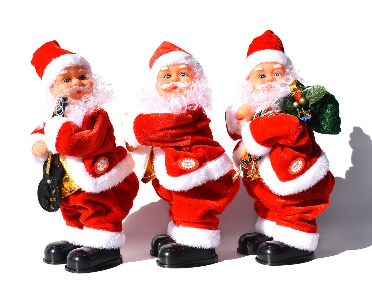 HKM-902099 Hip-Shaking Electric Santa Ornament with Music - 12-Inch Christmas Decoration