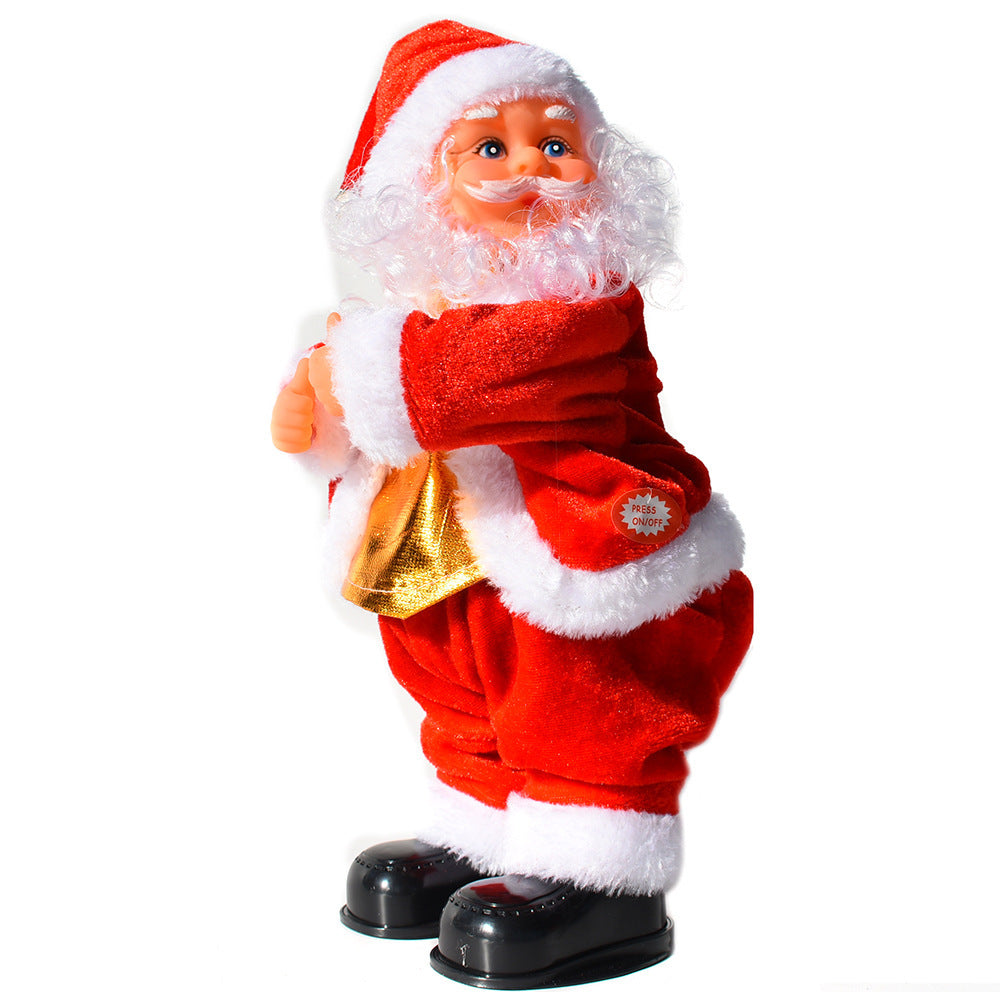 HKM-902099 Hip-Shaking Electric Santa Ornament with Music - 12-Inch Christmas Decoration