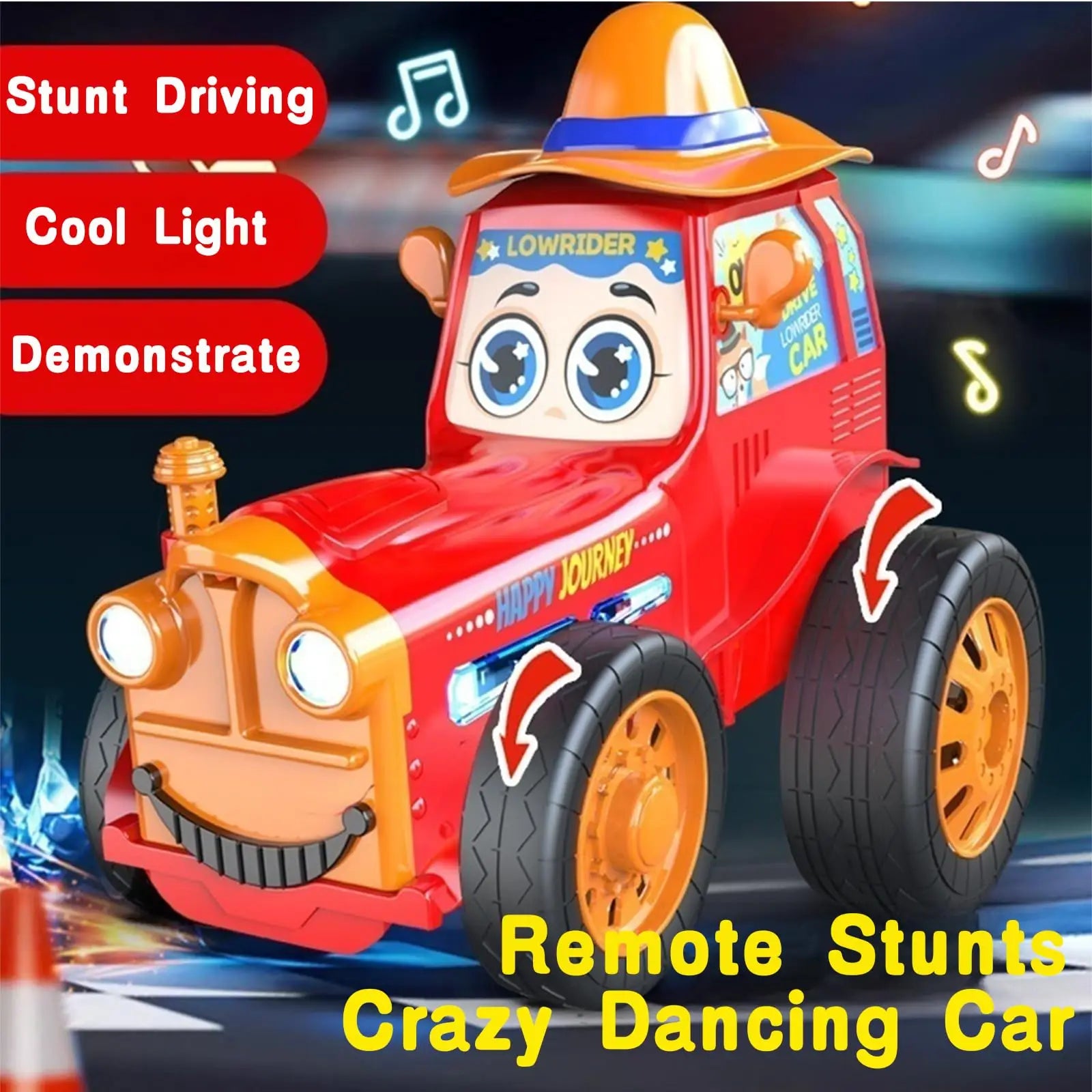 HKM-902291 Remote Control Stunt Jumping Car with Music and Lights - Electric Toy for Ages 2 and Up