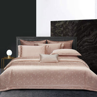 HKM-902483 Elegant Long-Staple Cotton Jacquard Four-Piece Bedding Set in Striped and Solid Designs
