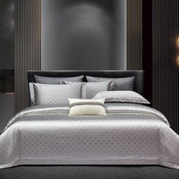 HKM-902483 Elegant Long-Staple Cotton Jacquard Four-Piece Bedding Set in Striped and Solid Designs