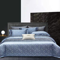 HKM-902483 Elegant Long-Staple Cotton Jacquard Four-Piece Bedding Set in Striped and Solid Designs