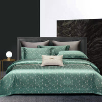 HKM-902483 Elegant Long-Staple Cotton Jacquard Four-Piece Bedding Set in Striped and Solid Designs