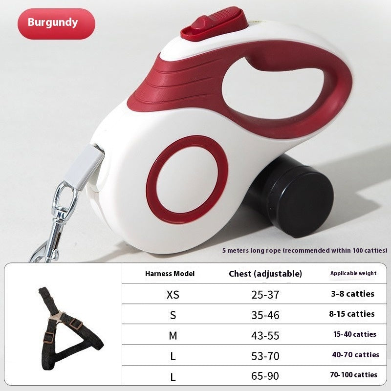 HKM-902483 Heavy-Duty Automatic Retractable Dog Leash with Built-In Trash Can - Medium & Large Dogs, 3m & 5m Options Available