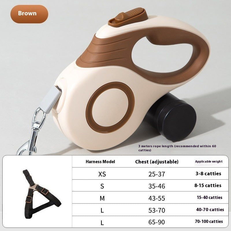 HKM-902483 Heavy-Duty Automatic Retractable Dog Leash with Built-In Trash Can - Medium & Large Dogs, 3m & 5m Options Available
