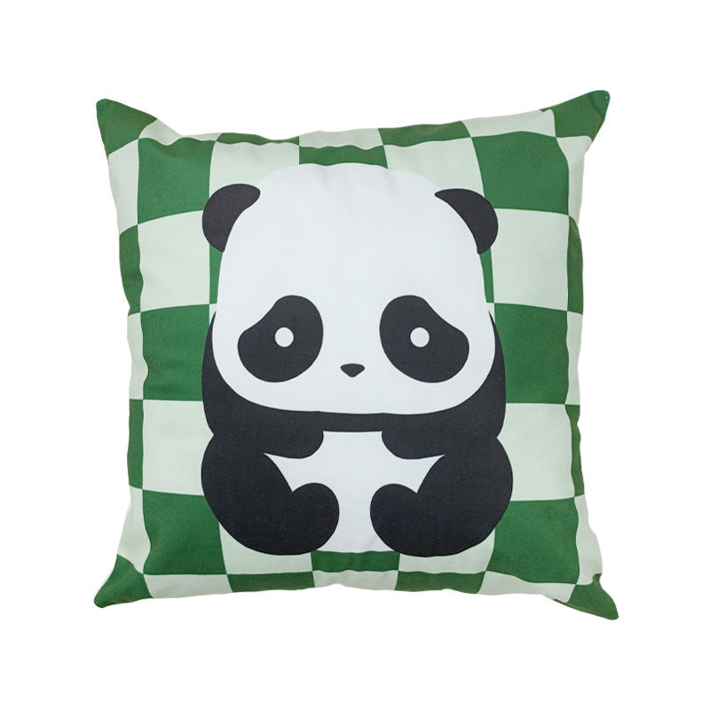 HKM-902547 Plush Cartoon Panda Pillow Case with Insert - 45x45 Polyester Cushion Cover