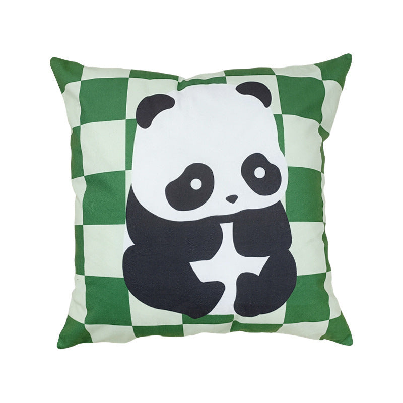 HKM-902547 Plush Cartoon Panda Pillow Case with Insert - 45x45 Polyester Cushion Cover