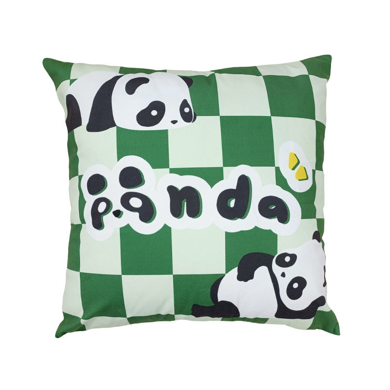 HKM-902547 Plush Cartoon Panda Pillow Case with Insert - 45x45 Polyester Cushion Cover