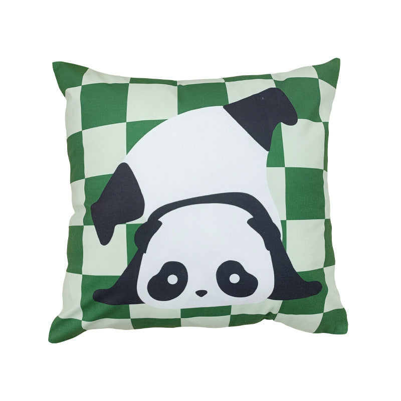 HKM-902547 Plush Cartoon Panda Pillow Case with Insert - 45x45 Polyester Cushion Cover