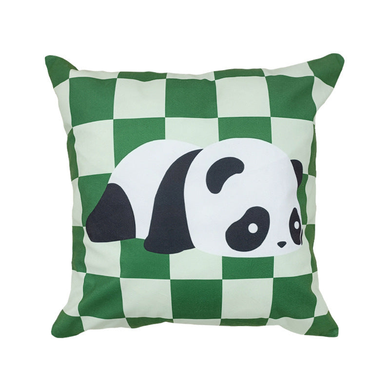 HKM-902547 Plush Cartoon Panda Pillow Case with Insert - 45x45 Polyester Cushion Cover