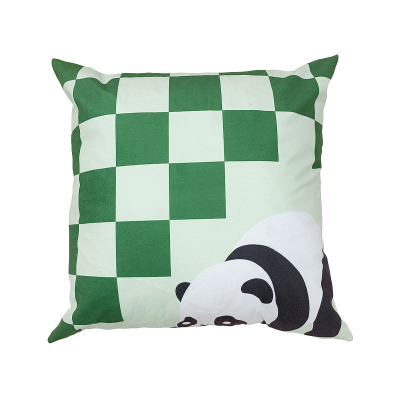 HKM-902547 Plush Cartoon Panda Pillow Case with Insert - 45x45 Polyester Cushion Cover