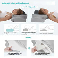 HKM-902611 Cervical Support Memory Foam Pillow - Black and Gray, Non-Collapsing Design for Adults and Seniors