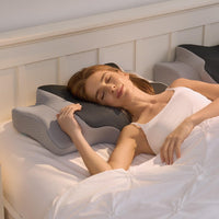 HKM-902611 Cervical Support Memory Foam Pillow - Black and Gray, Non-Collapsing Design for Adults and Seniors