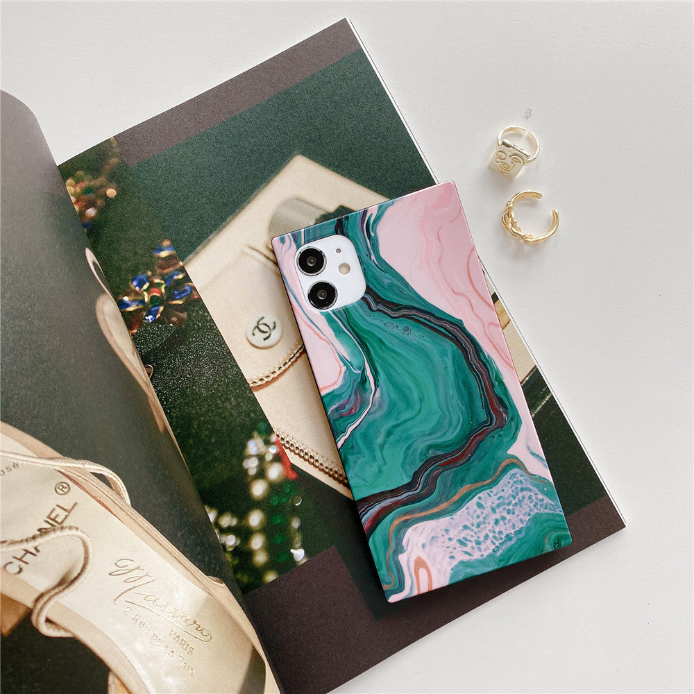 HKM-902739 Granite Stone Marble Pattern Half-Clad Phone Case for iPhone 12, 11 Pro, X, XS Max
