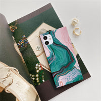 HKM-902739 Granite Stone Marble Pattern Half-Clad Phone Case for iPhone 12, 11 Pro, X, XS Max