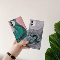 HKM-902739 Granite Stone Marble Pattern Half-Clad Phone Case for iPhone 12, 11 Pro, X, XS Max
