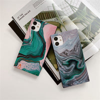 HKM-902739 Granite Stone Marble Pattern Half-Clad Phone Case for iPhone 12, 11 Pro, X, XS Max