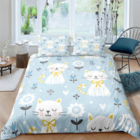 HKM-902803 Plaid Bear 3-Piece Quilt Cover and Sheet Set in Floral Design