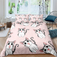 HKM-902803 Plaid Bear 3-Piece Quilt Cover and Sheet Set in Floral Design