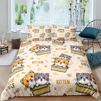 HKM-902803 Plaid Bear 3-Piece Quilt Cover and Sheet Set in Floral Design